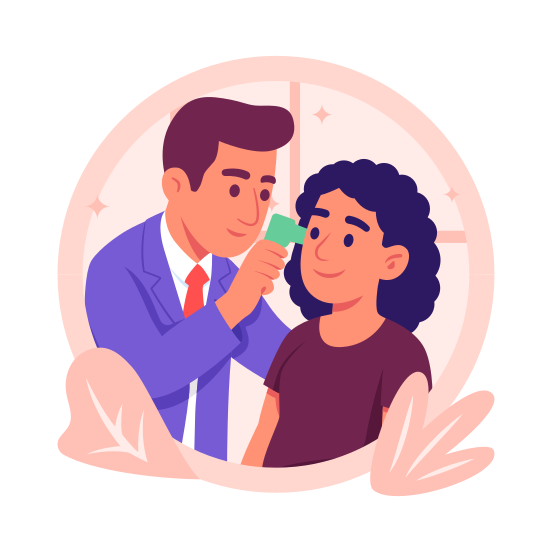 Ear, Checkup, Treatment, Diagnosis, Patient, Otoscope, Doctor, illustration