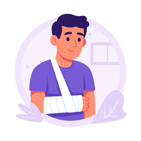 Injured, Man, Broken, Injury, Fracture, Accident, Orthopedic illustration