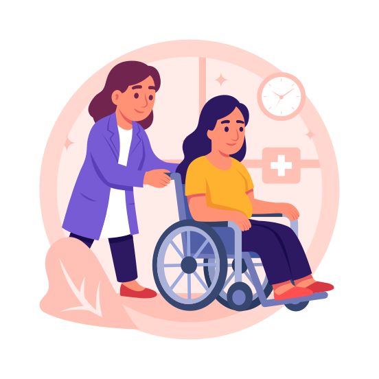 Medical, Professional, Patient, Care, Wheelchair, Assistance, Disability, illustration