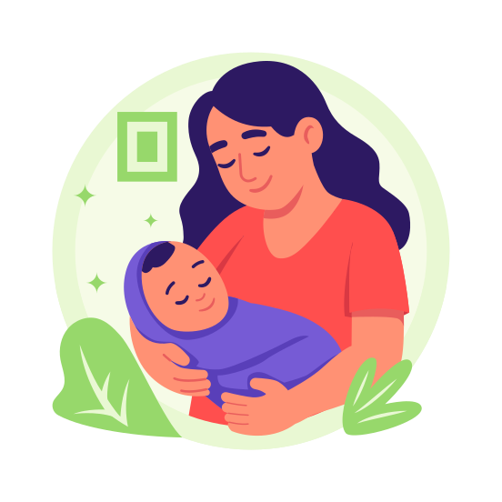 Mother, Motherhood, Newborn, Infant, Baby, Nurturing, Parenting, illustration