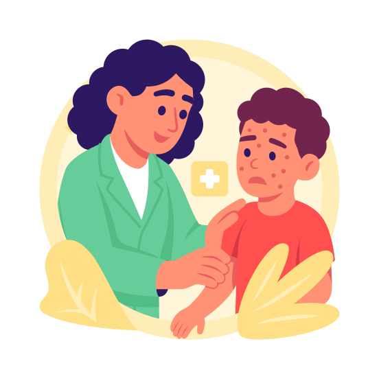 Pediatrician, Examining, Treatment, Medication, Doctor, Skincare, Dermatology, illustration