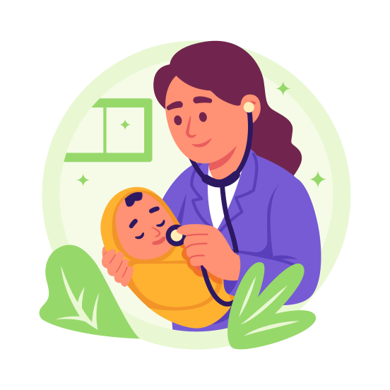 Pediatrician, Newborn, Baby, Infant, Treatment, Checkup, Doctor, illustration