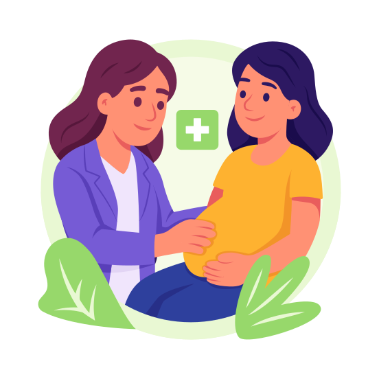 Pregnancy, Checkup, Pregnant, Woman, Doctor, Physician, Treatment, illustration