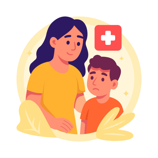 Sick, Child, Mother, Doctor, Checkup, Illness, Pediatrician, illustration