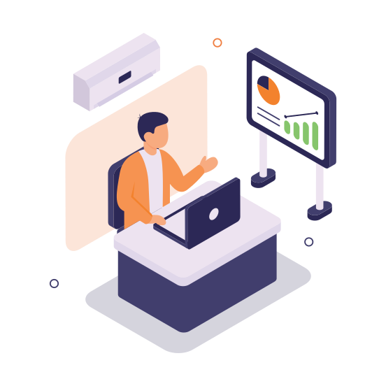 Business, Presentation, Analysis, Office, Work illustration