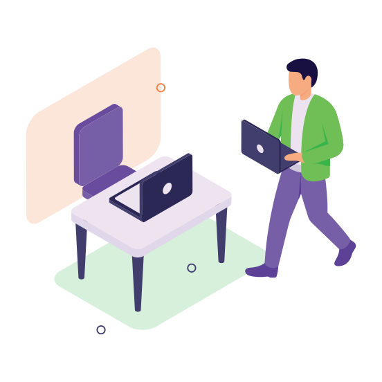 Remote, Workspace, Mobile, Work, Office illustration