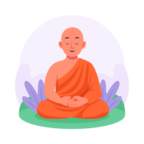 Buddhist, Monk, Meditation, Mindfulness, Serenity, Spirituality, Peace, Tranquility illustration