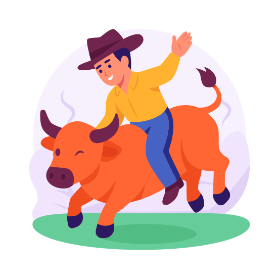 Bull, Riding, Rodeo, Cowboy, Cultural, Festival, Ride, Traditional, illustration