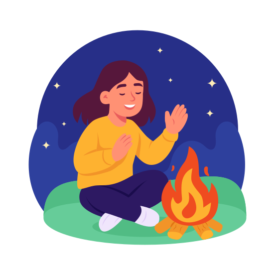 Campfire, Camping, Night, Festival, Adventure, Bonfire, Gathering, illustration