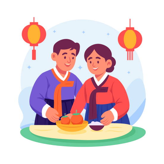 Chouseok, Korean, Festival, Harvest, Traditional, Cultural, illustration