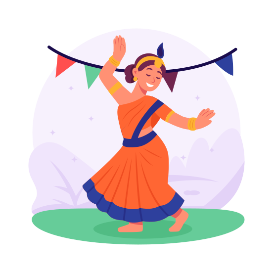 Classic, Dancer, Festival, Cultural, Indian, Bharatanatyam, Woman, illustration