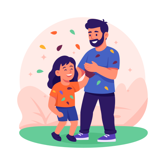 Dancing, Cultural, Festival, Traditional, Father, Daughter, Family, illustration