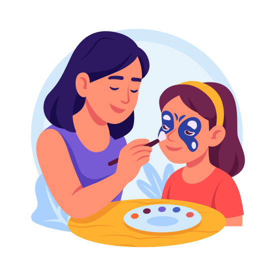 Face, Painting, Mother, Daughter, Celebration, Activity, illustration