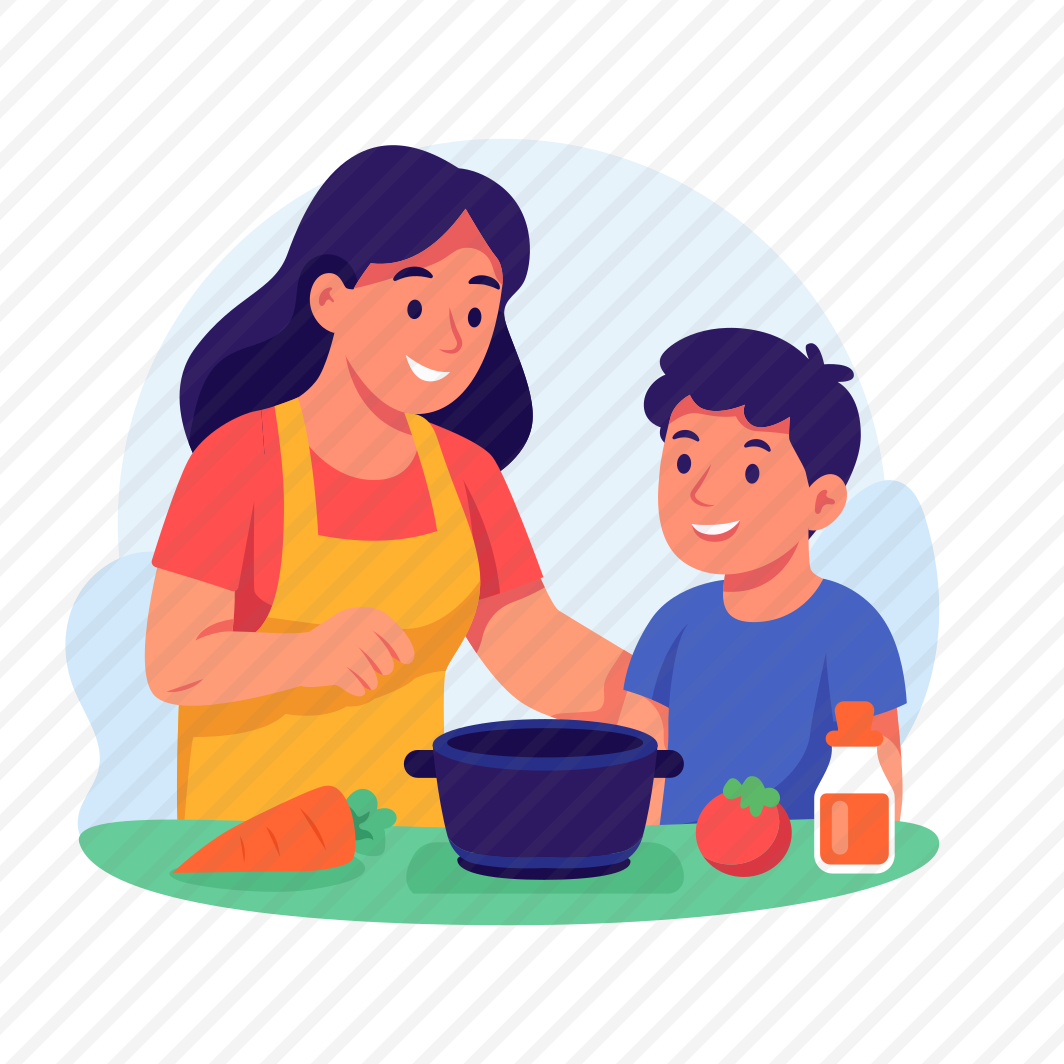 Family, Cooking, Mother, Son, Food, Traditional, Preparation preview