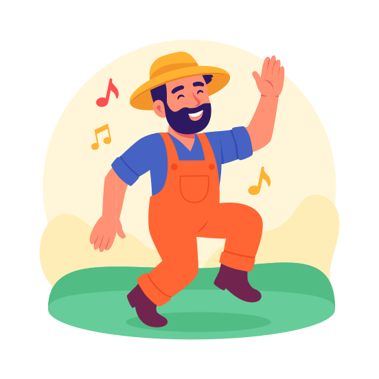 Farmer, Dancing, Harvest, Festival, Agriculture, Celebration, Culture illustration