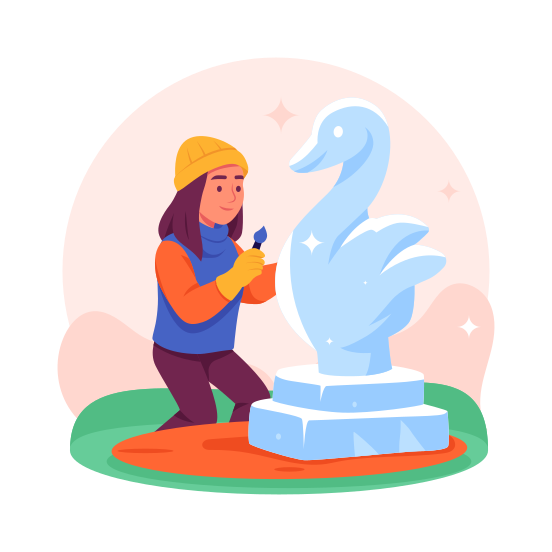 Ice, Sculpture, Swan, Carving, Winter, Creativity, Activity, illustration