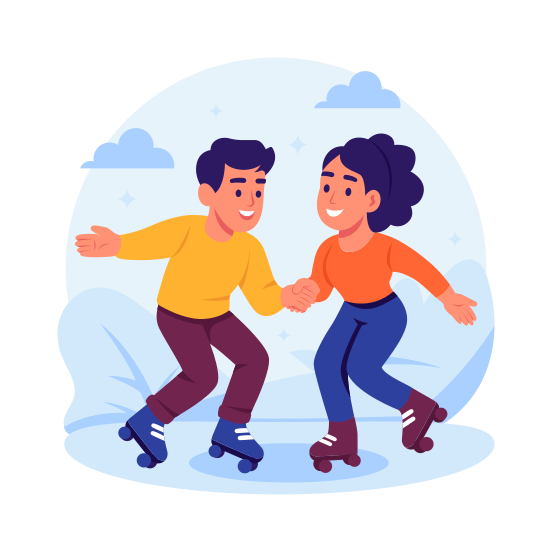 Ice, Skating, Couple, Winter, Festival, Cultural, Event, Activity, illustration