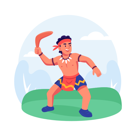 Indigenous, Aboriginal, Australian, Boomerang, Throwing, Festival illustration