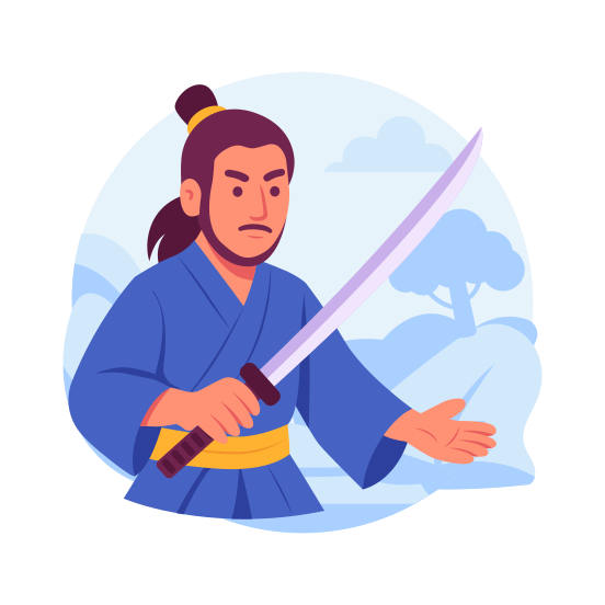 Japanese, Warrior, Samurai, Katana, Sword, Martial, Arts, illustration