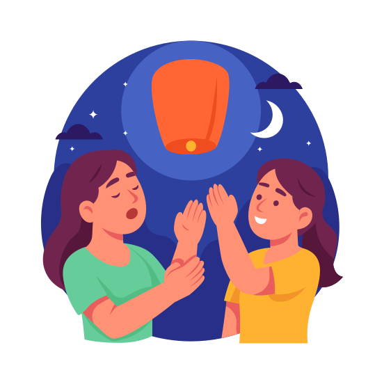 Lantern, Festival, Night, Celebration, Light, Tradition, Floating, illustration
