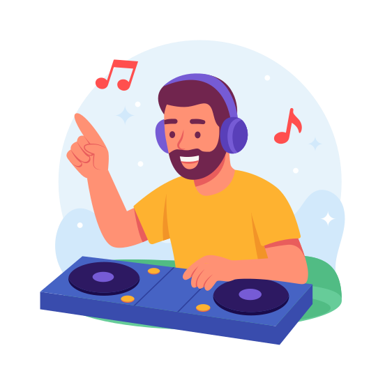 Music, Festival, Dance, Cultural, Headphone, Turntables, illustration