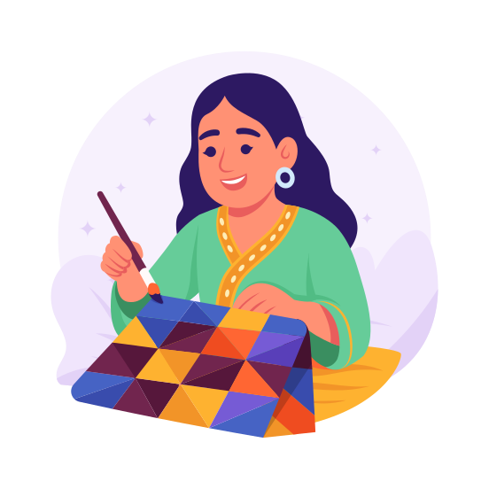 Quilting, Artisan, Woman, Painting, Artist, Geometric, Cultural, illustration