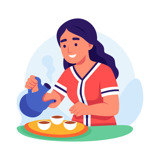 Tea, Ceremony, Traditional, Dress, Cultural, Coffee, Teapot, illustration