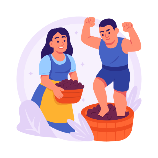 Wine, Harvesting, Grape, Winemaking, Stomping, Harvest, illustration