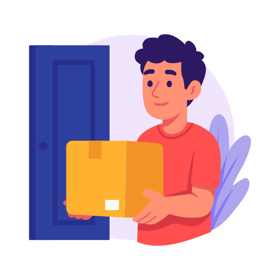 Door, Delivery, Online, Ecommerce, Man illustration