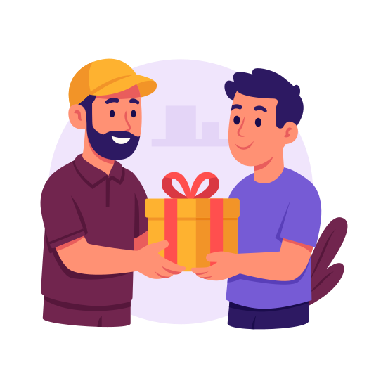 Gift, Delivery, Courier, Online, Service illustration