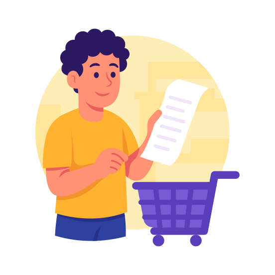Grocery, Receipt, Bill, Shopping, Ecommerce illustration