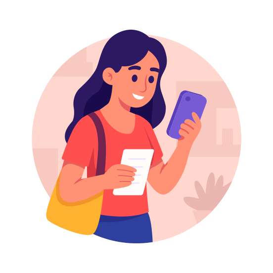 Online, Digital, Mobile, Ecommerce, Female illustration
