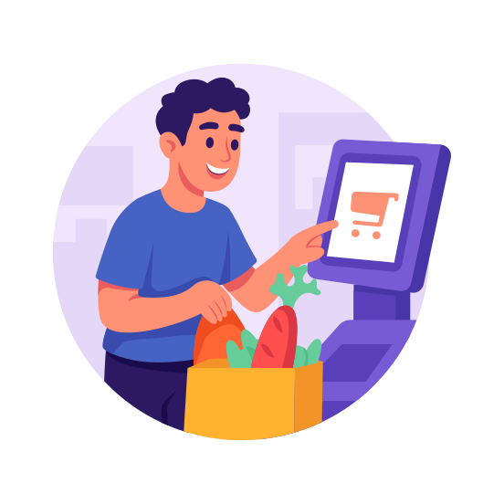 Shopping, Grocery, Payment,self, Checkout illustration