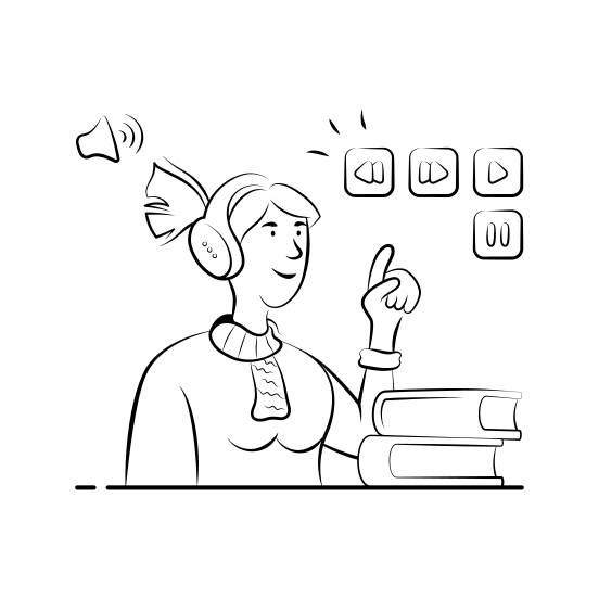 Audiobook, Learning, Headphone, Student, Elearning, Education, Digital illustration