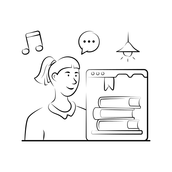 Digital, Library, Books, Studying, Internet, Technology, Knowledge illustration