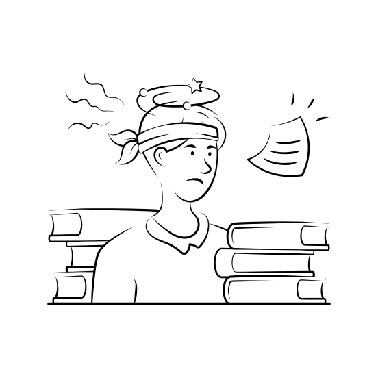 Exhausted, Student, Tired, Stress, Academic, Studying, Overworked illustration