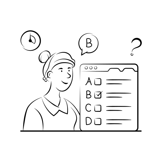 Online, Test, Exam, Education, Assessment, Studying, Knowledge illustration