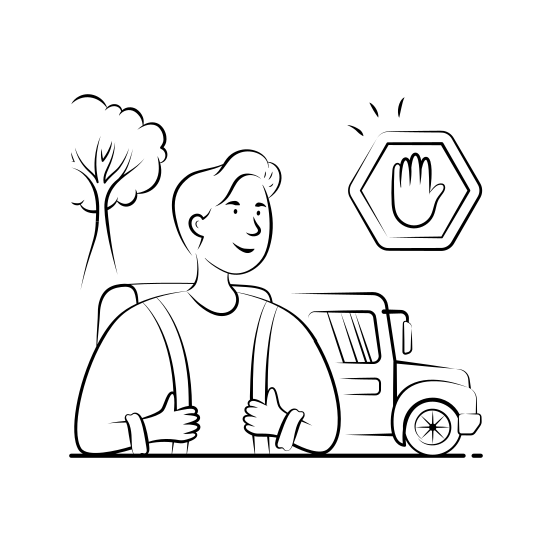 School, Bus, Student, Transportation, Education, Travel, Learning illustration