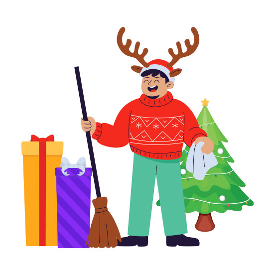 Christmas, Cleaning, Winter, Preparation, Xmas illustration