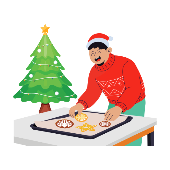 Christmas, Preparation, Baking, Food, Cooking illustration