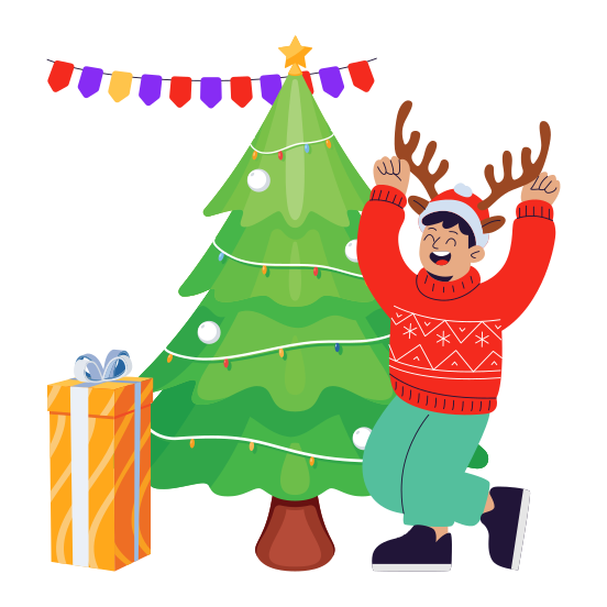 Christmas, Tree, Present, Surprise, Gift,,,,,, illustration