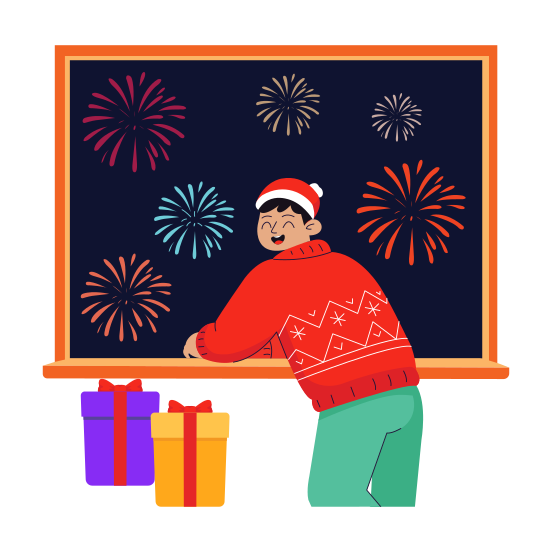 Christmas, Xmas, Fireworks, Party, Illumination illustration