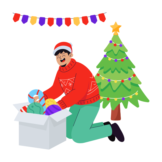 Christmas, Xmas, Ornament, Packing, Surprise illustration
