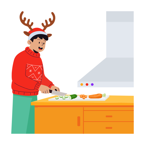 Cooking, Kitchen, Food, Preparation, Christmas illustration