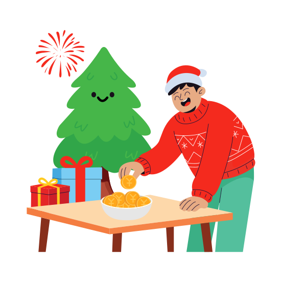 Funds, Money, Coins, Wealth, Christmas illustration