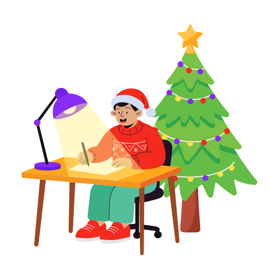Holiday, Work, Workspace, Creative, Christmas illustration