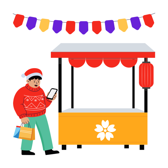 Party, Shopping, Preparation, Market, Winter illustration