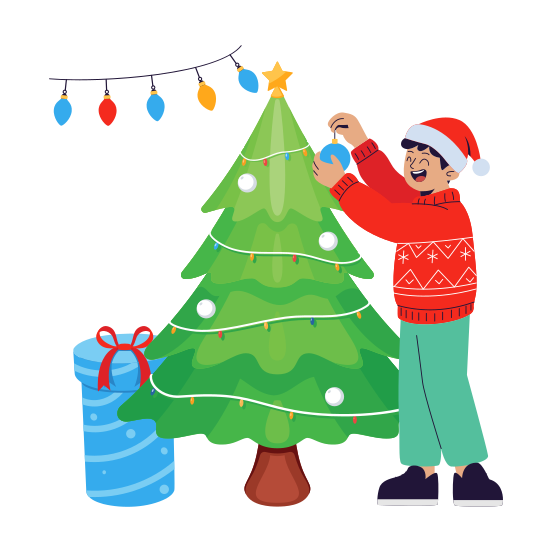 Tree, Present, Surprise, Present, Christmas illustration
