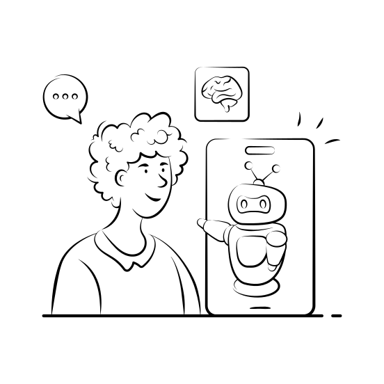 Digital, Therapy, Mental, Health,chatbot illustration