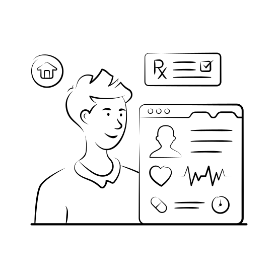 Online, Healthcare, Telehealth, Health, Digital illustration